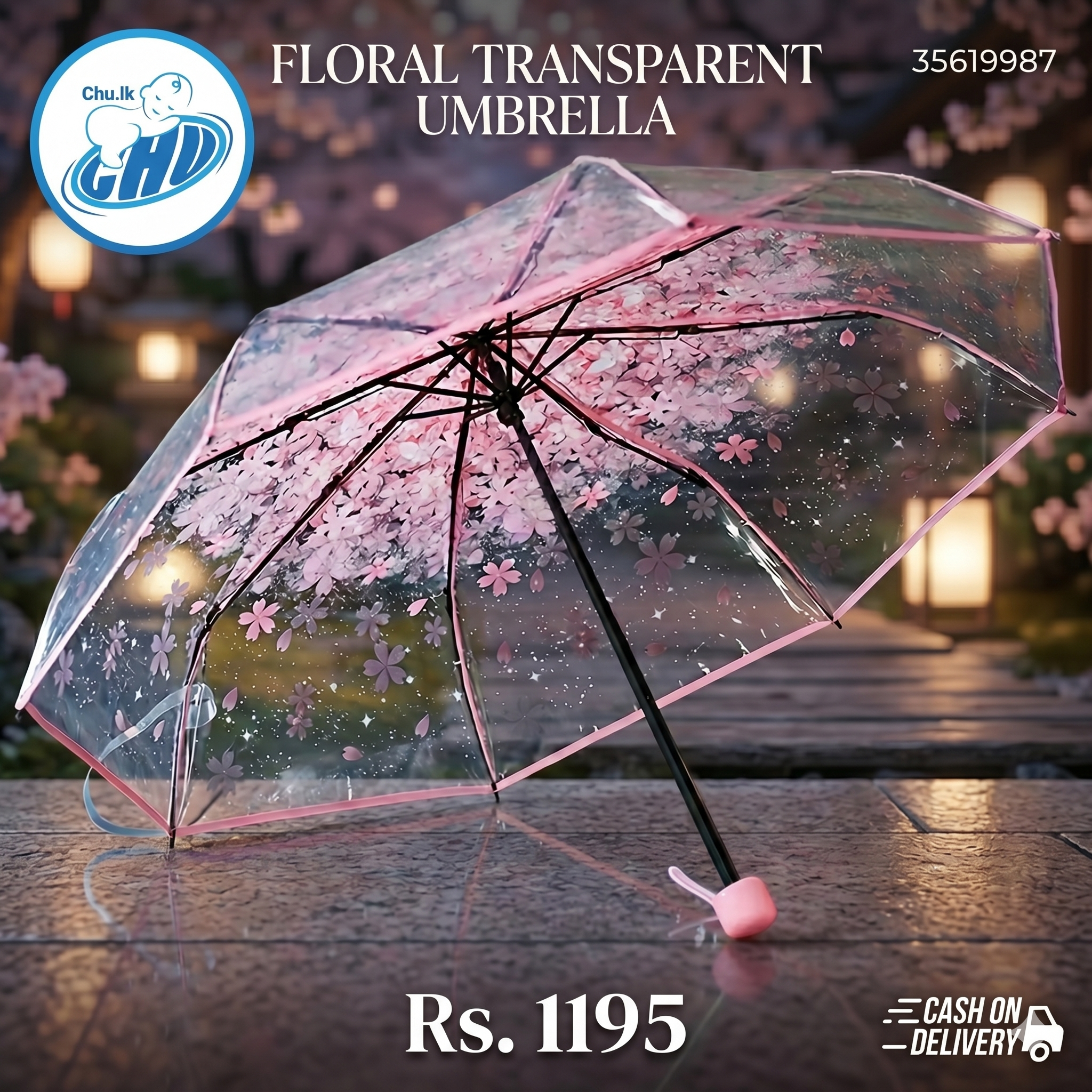 FLORAL TRANSPARENT UMBRELLA