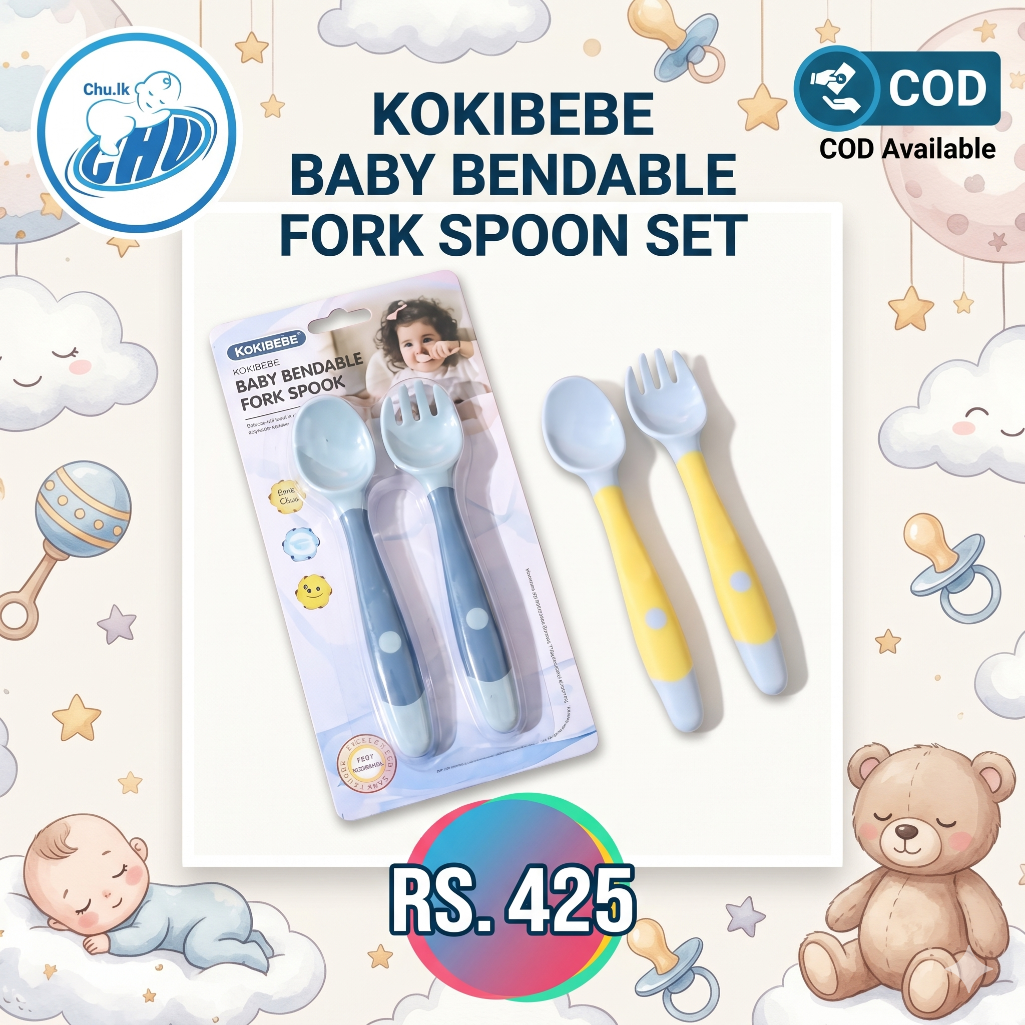 kokibebe baby bendable fork spoon