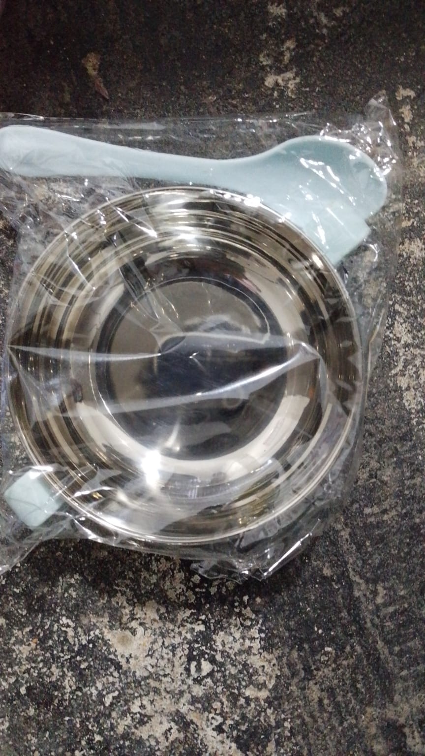 steel bowl with handle