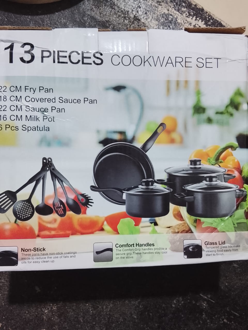 Cookware Set Black 13pcs