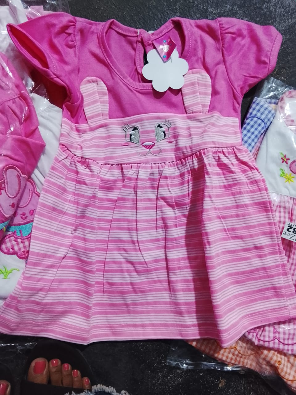 Baby Frock Rabbit Stripe